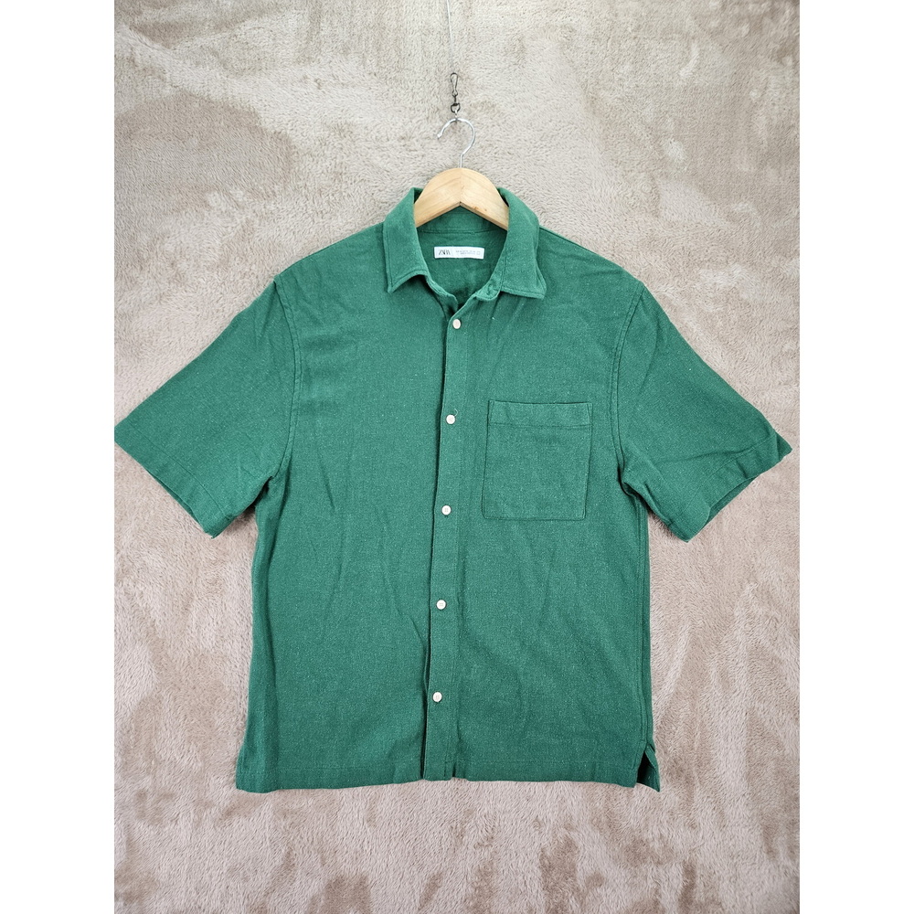 Zara Button-down Shirt Bright Green Colorful Men's Size M - Picture 2 of 10